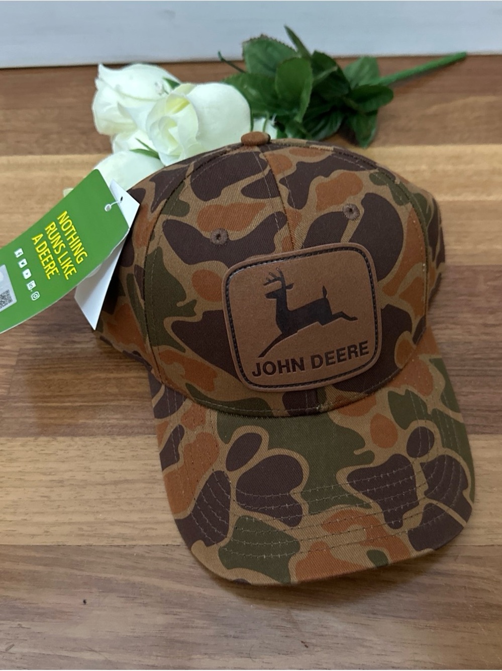 John Deere Camo Patch Cap in Brown and Green